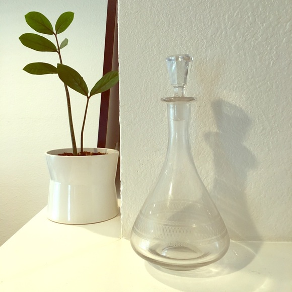 Other - Glass Decanter liquor vintage bar accessory etched
